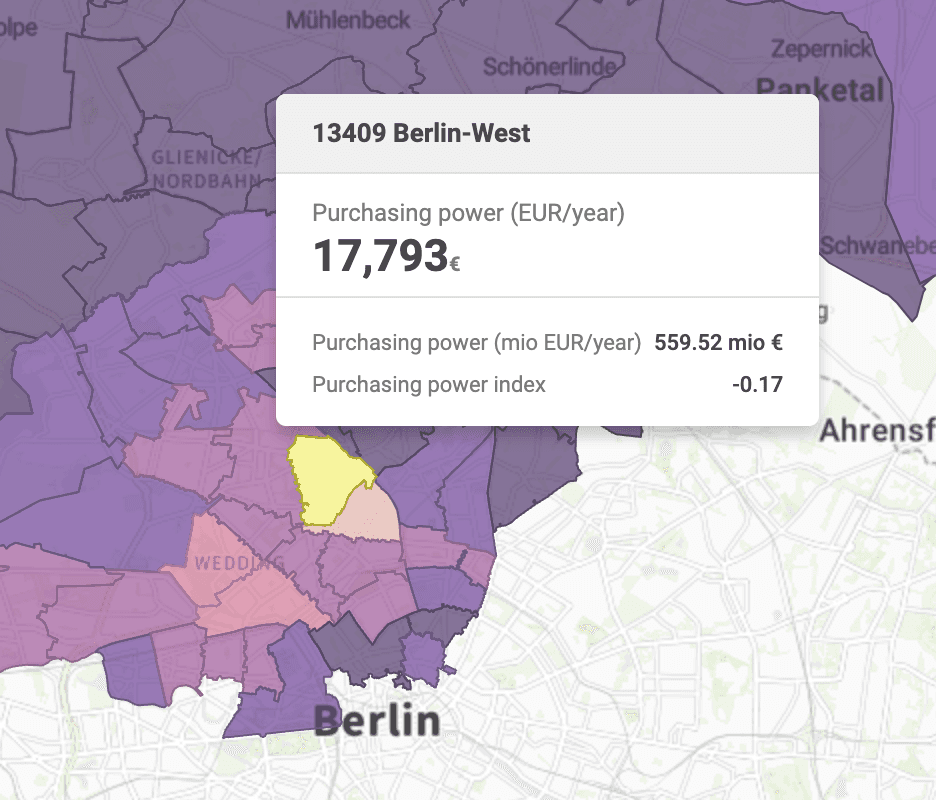 Location data from CleverMaps Data Marketplace visualized in CleverMaps Studio