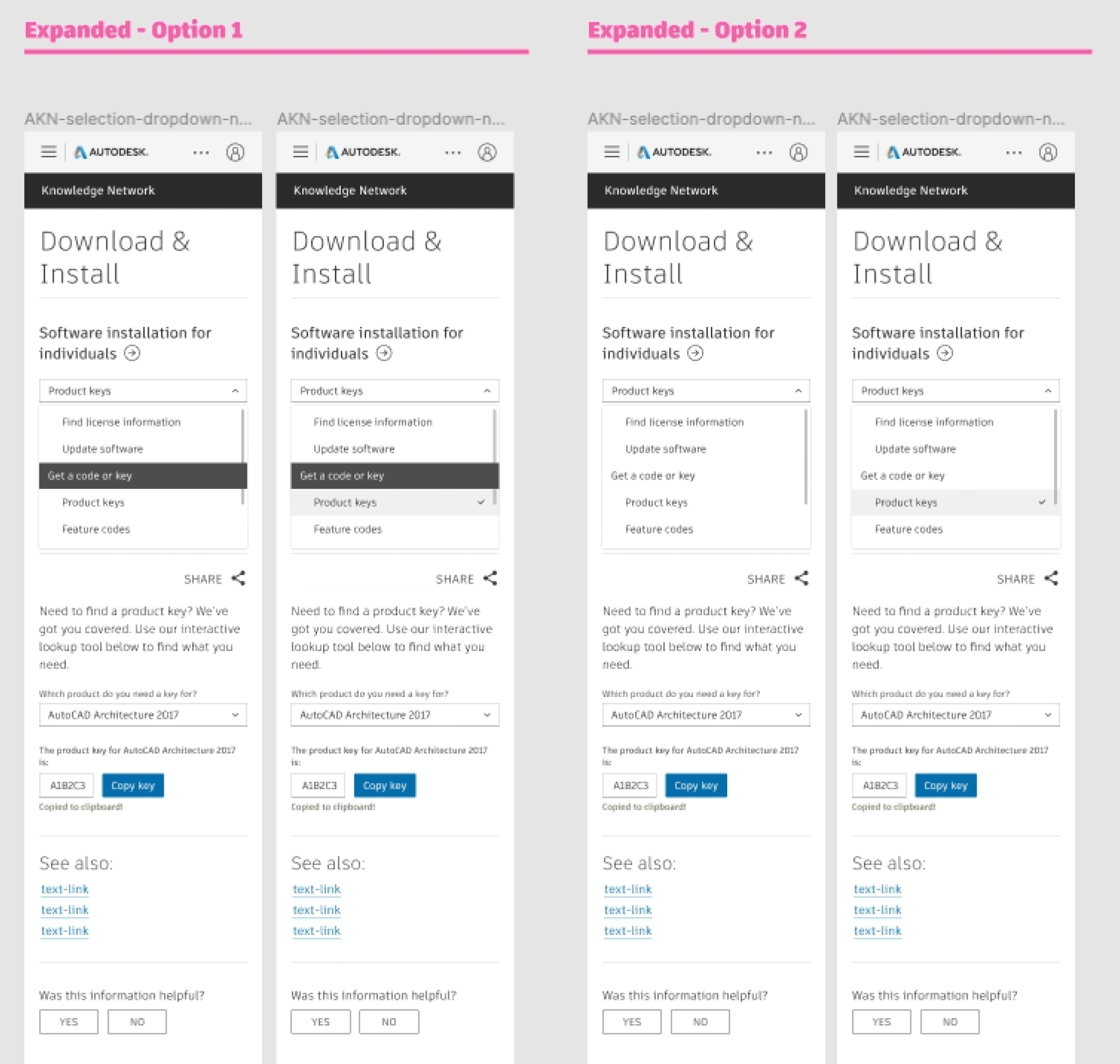 Mockups of a support center page on mobile