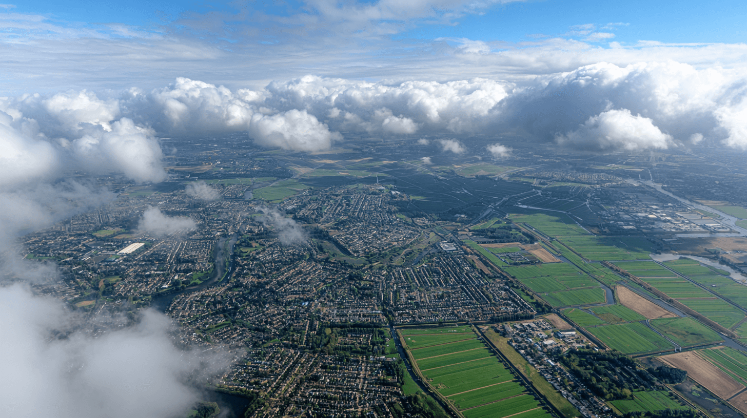 Aerial view van een visueel metafoor landschap van Zuid-Holland