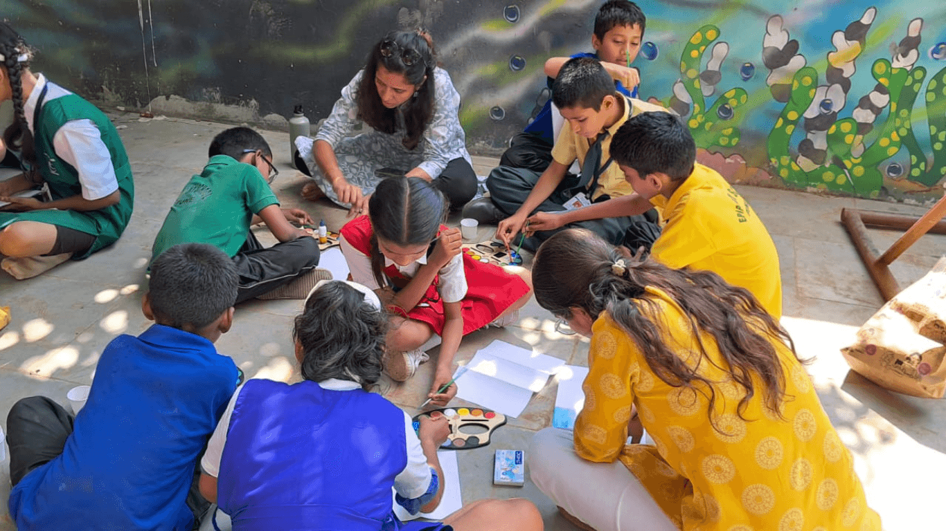 Children spending time making art