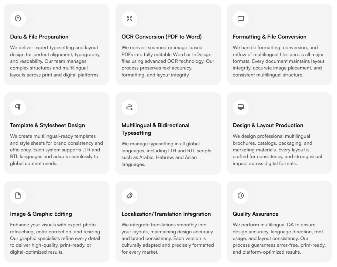 Core services offered by DTP Campus