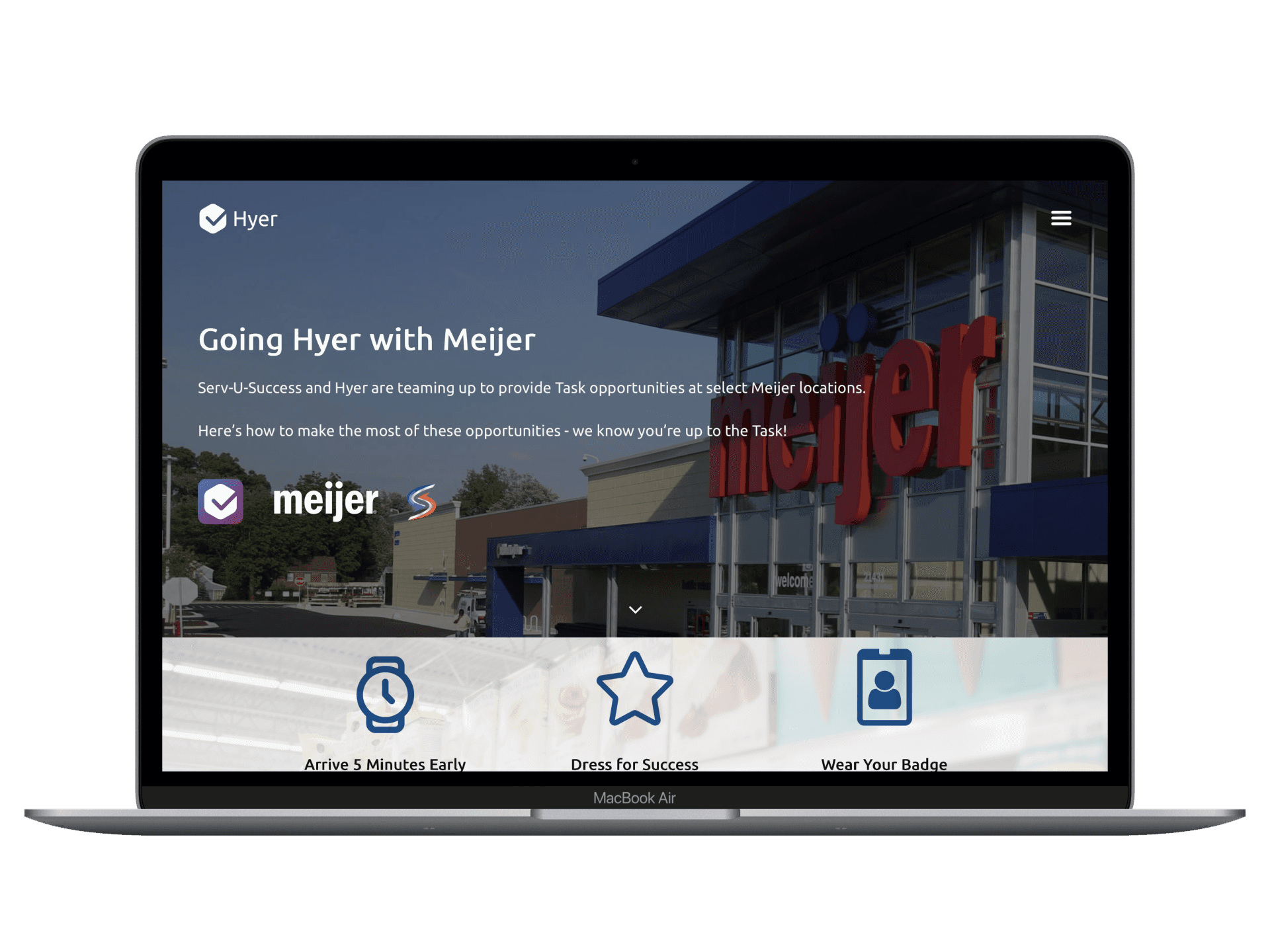 Hyer's Meijer onbarding and success training microsite for new Taskers