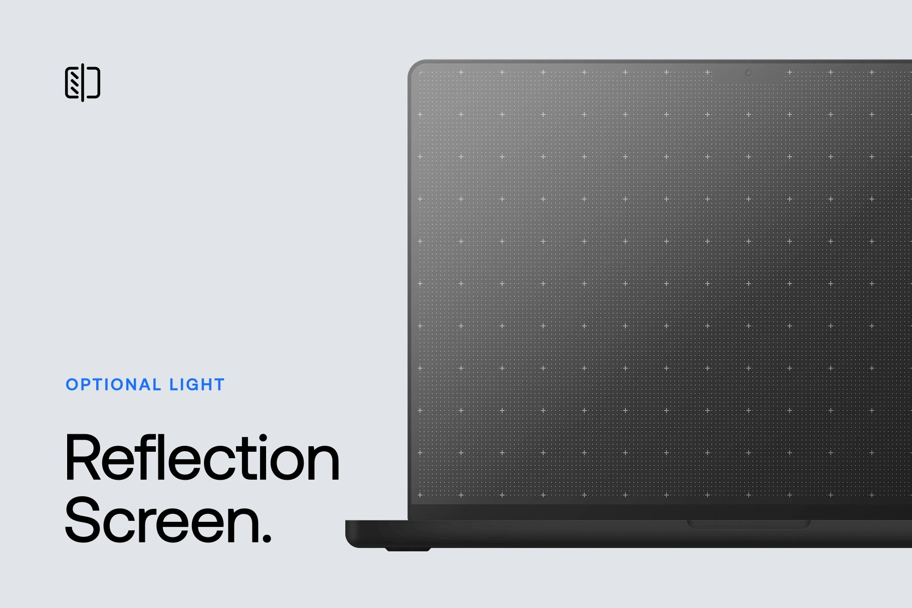 MacBook Pro clay mockup with optional light screen reflection enabled.