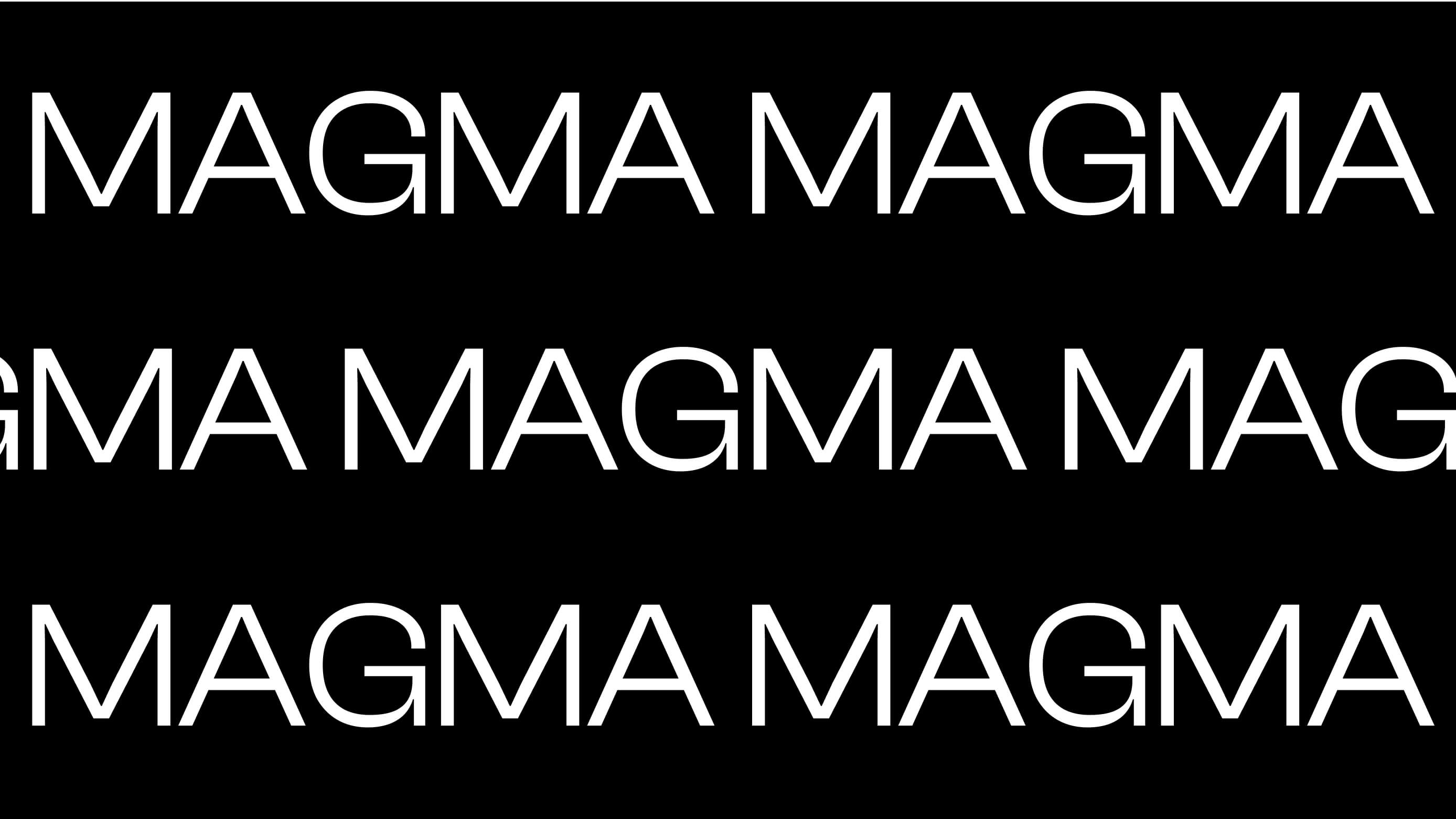 Magma title layout with minimalist typography