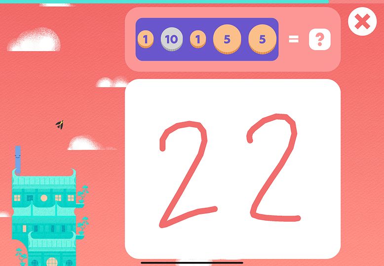 Money-counting drill in the Funexpected Math app