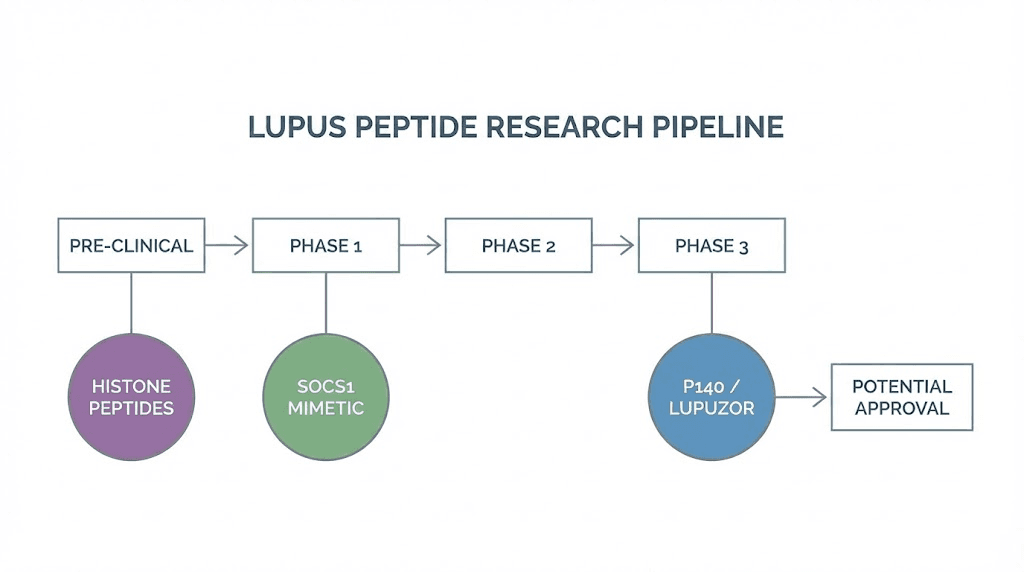Peptide research pipeline for lupus showing clinical trial stages