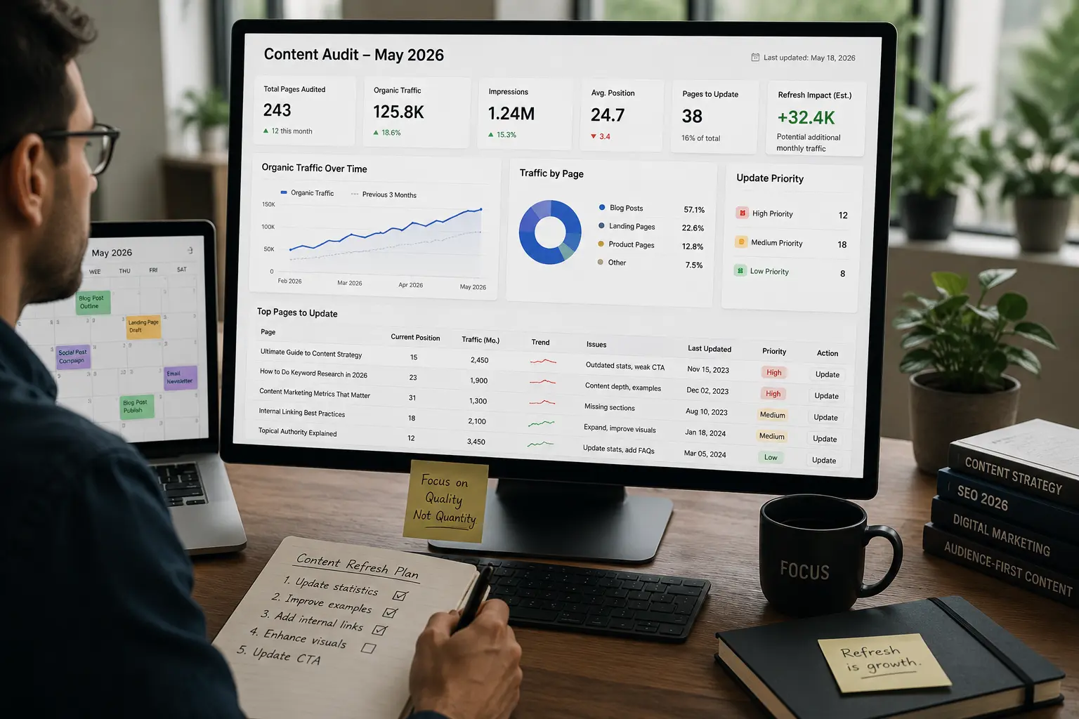 Content refreshing turns existing pages into stronger, more relevant growth assets.
