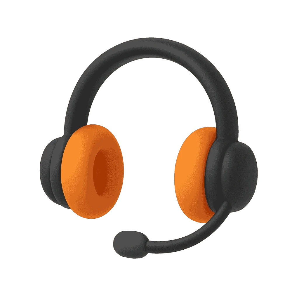 Black and orange headset with microphone