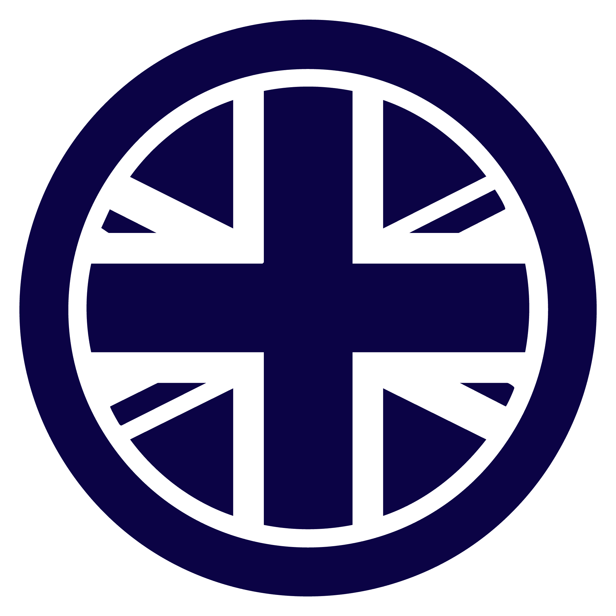 circle icon in blue of the union jack flag