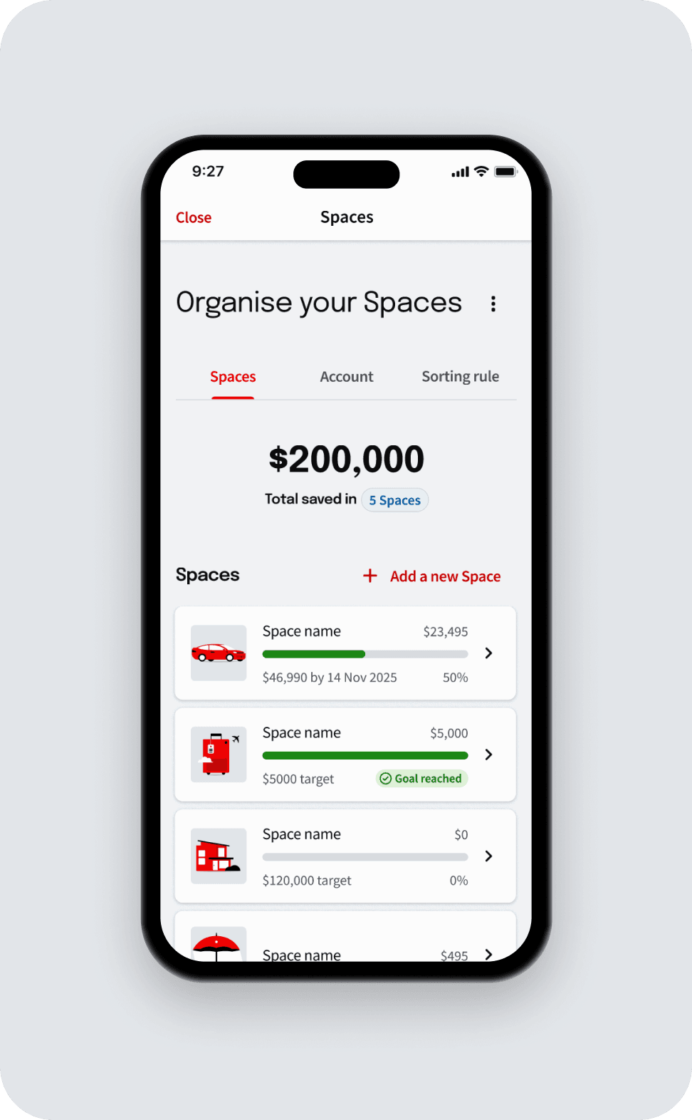 Home screen of the NAB mobile bnaking app