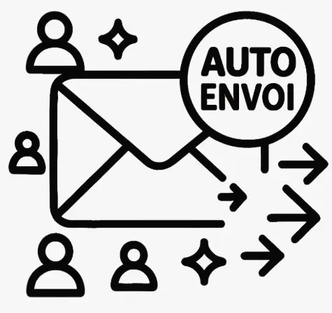 Icône newsletters automatisées envoi actualités offres nouveautés base contacts automatique