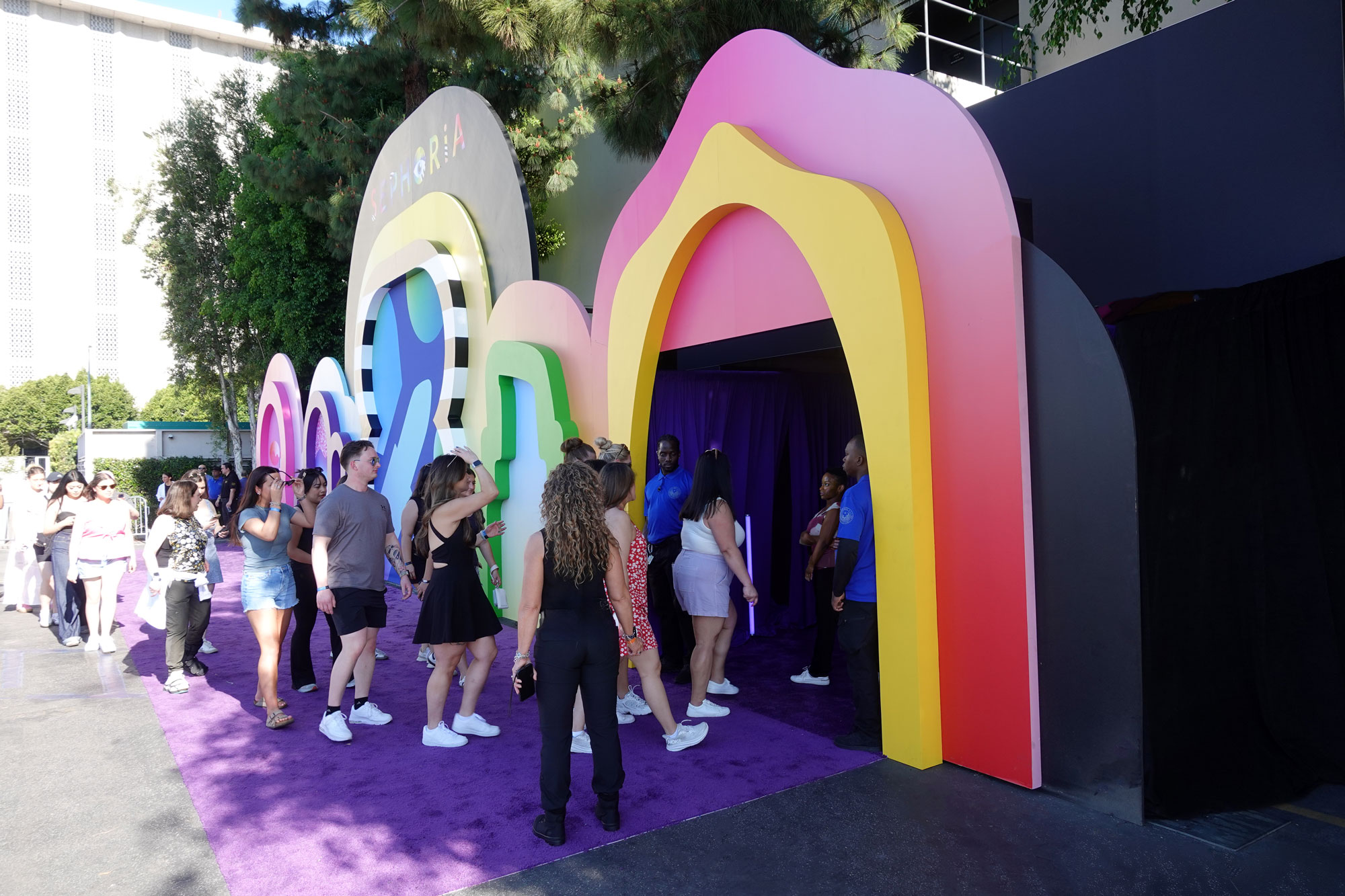 People entering event center