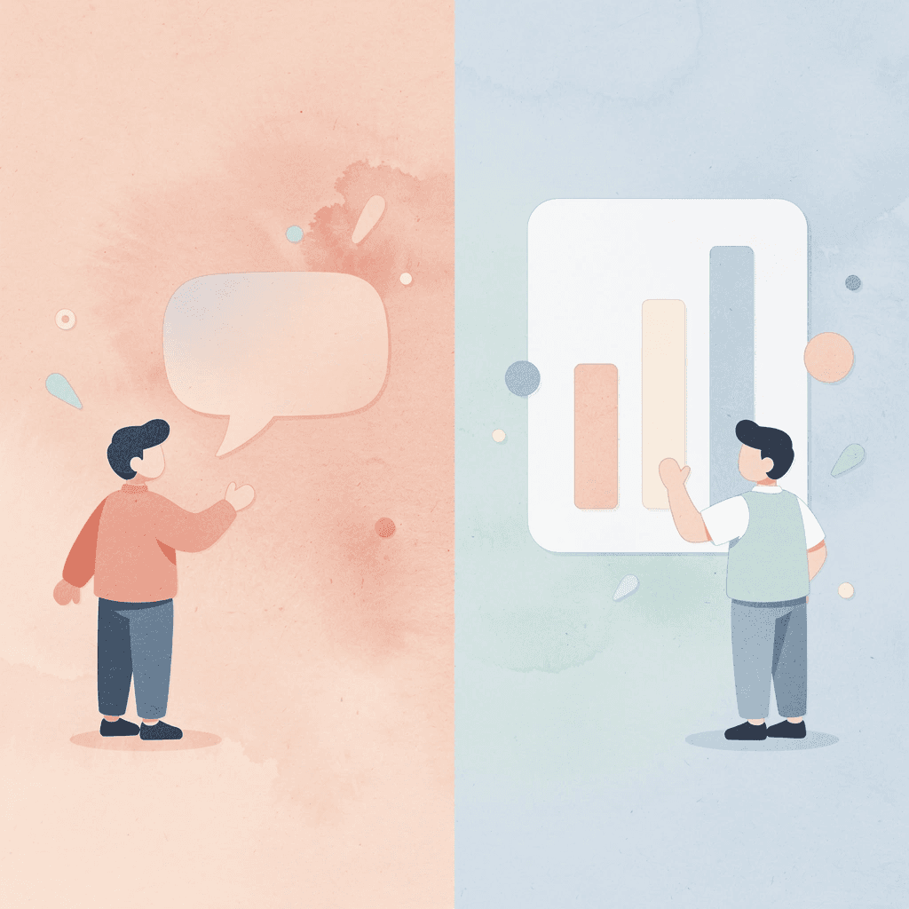 Split scene showing different learning approaches for children