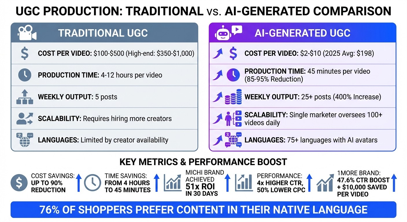 AI-Generated UGC vs Traditional UGC: Cost, Speed, and ROI Comparison