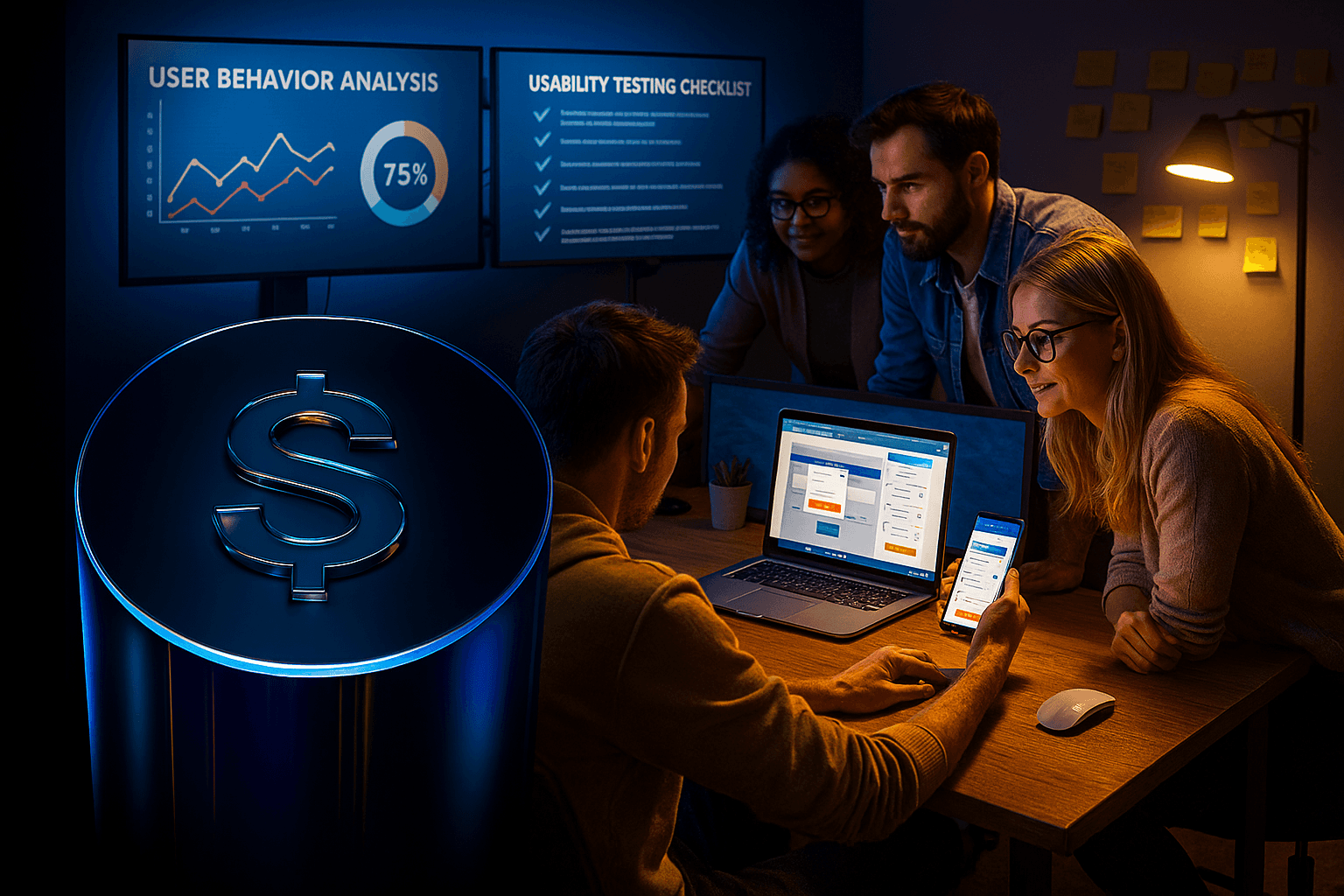 Team conducting usability testing with user insights and website feedback tools