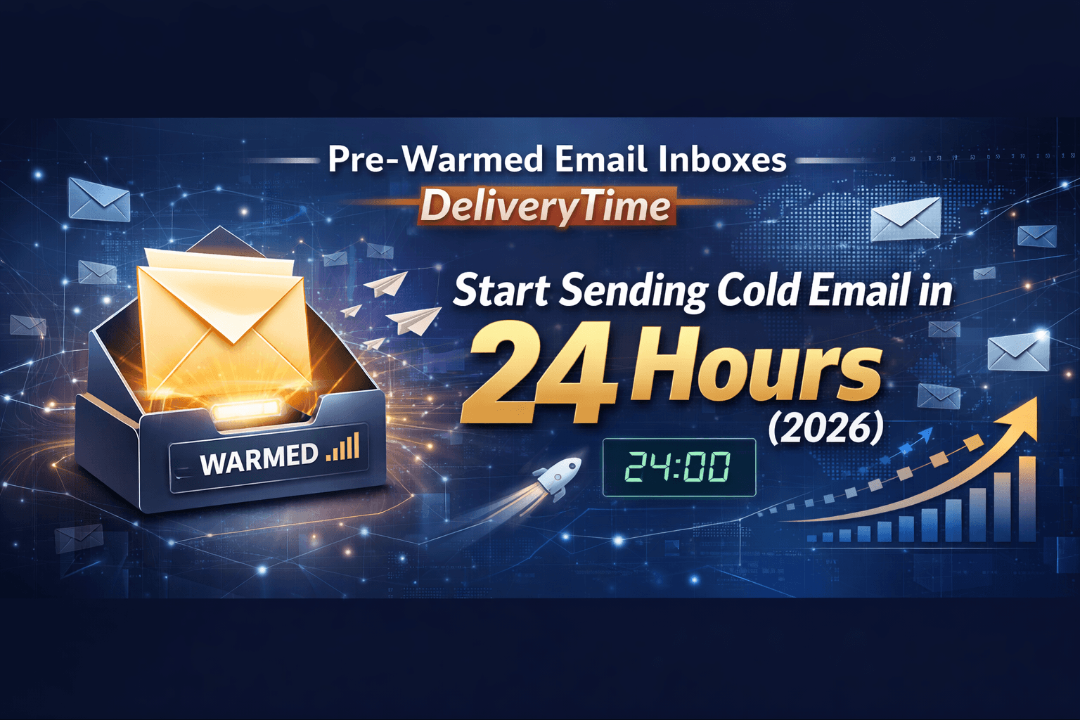 Pre-warmed email inbox delivery time 2026: Start cold email sending in 24 hours with Litemail at $4.99 per inbox. No manual warmup wait.
