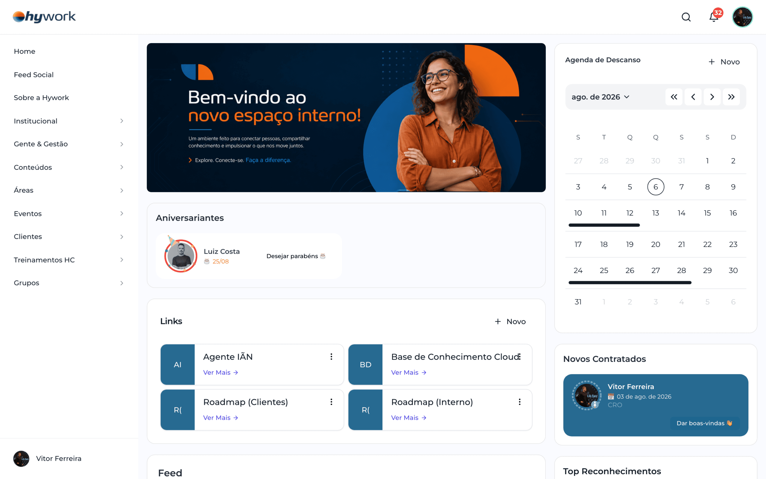 Portal do Hywork com o agente de IA