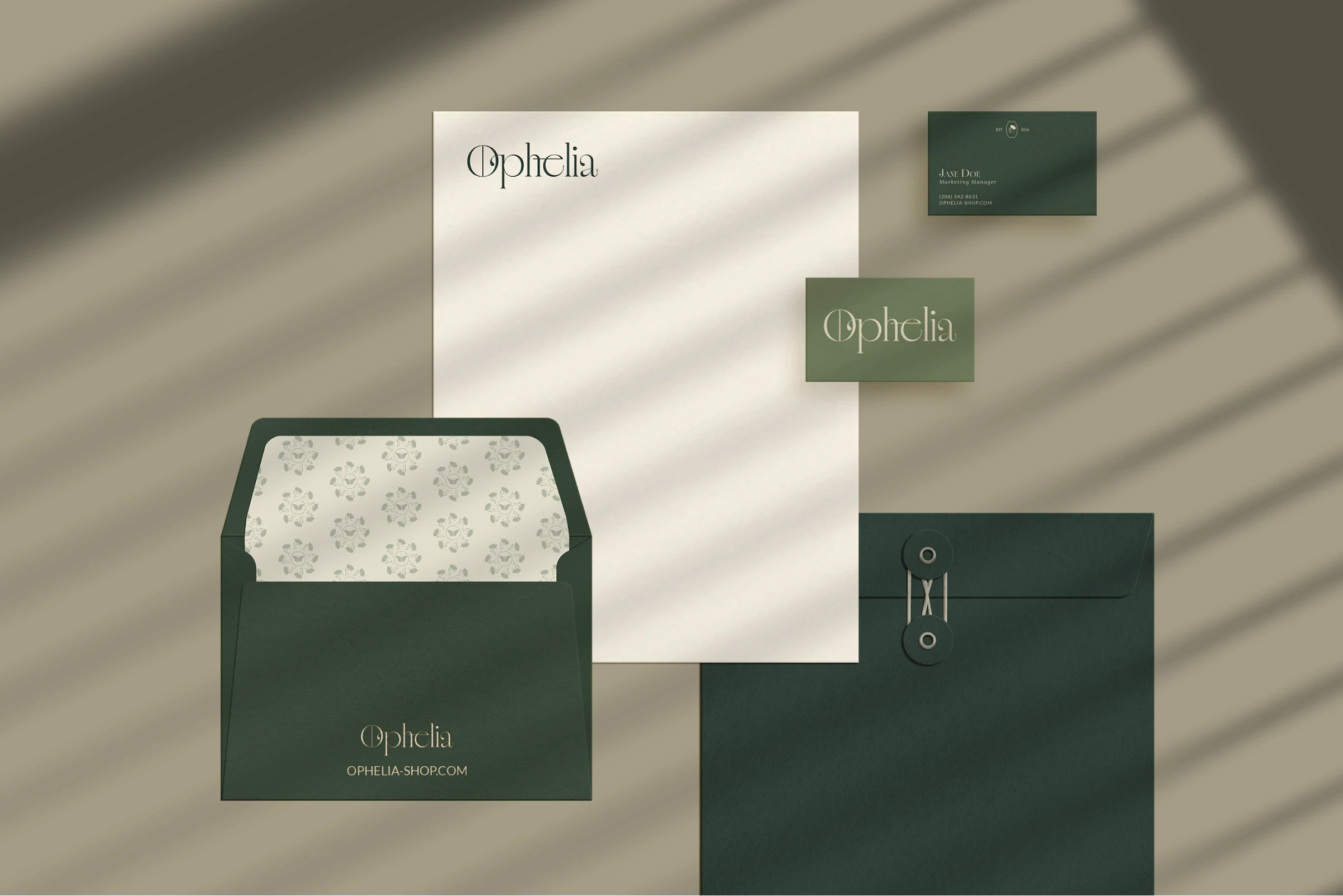 Ophelia stationery design set including business essentials