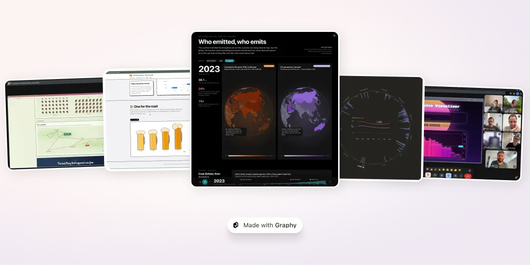 Seven Graphy SDK hackathon projects shown side by side