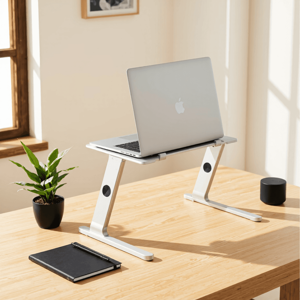 product photography of a laptop stand with cooling fans