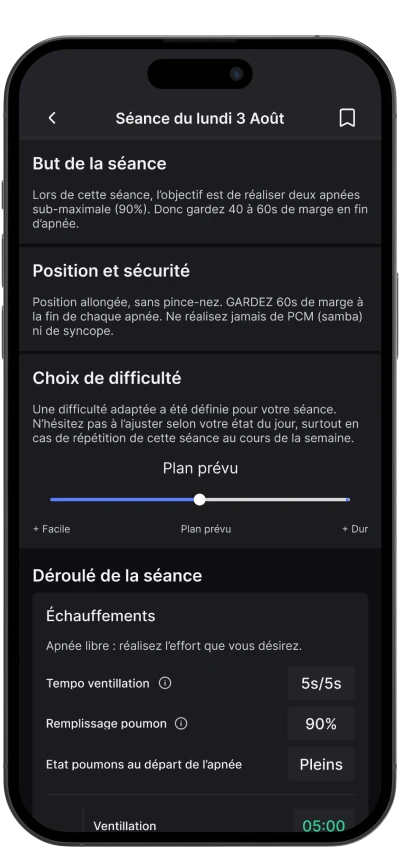 Seance adaptée apnée