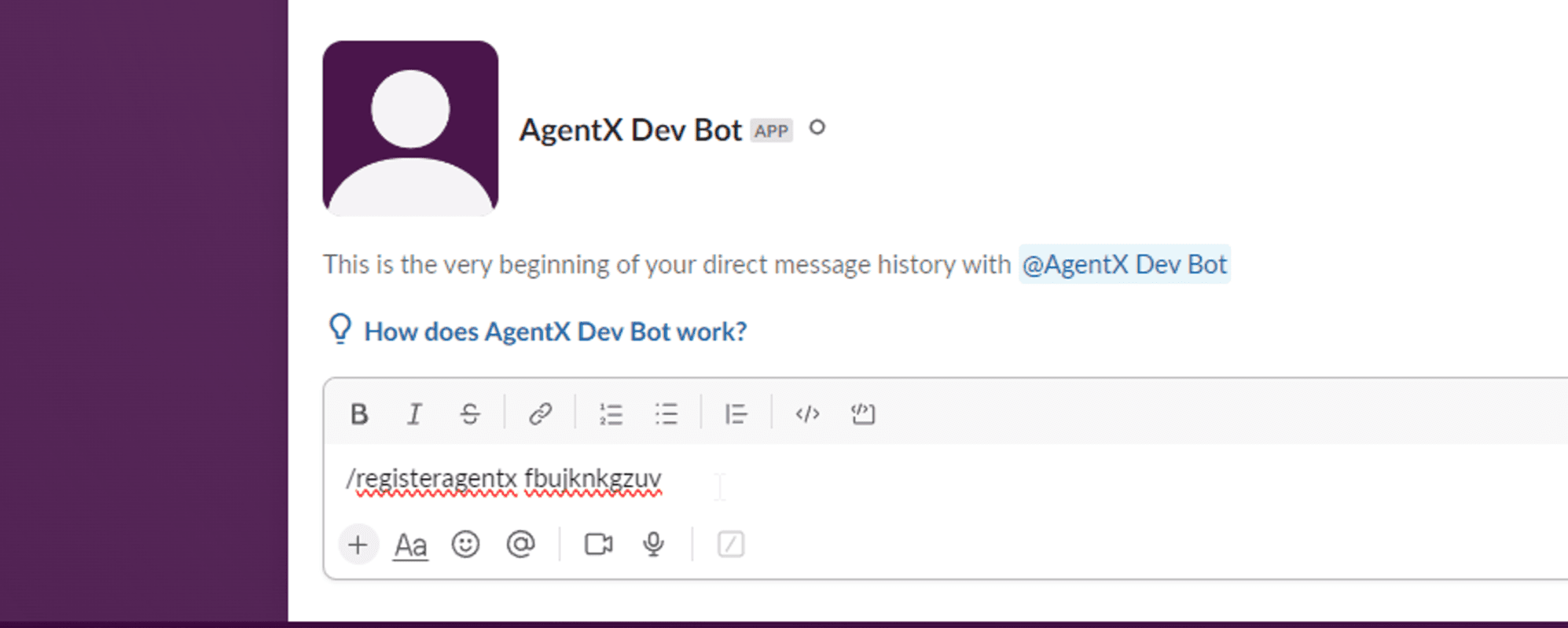 example of command for connecting slack app with ai agent chatbot