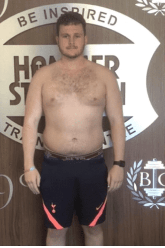 Before and after transformation photos of a Fitnix client