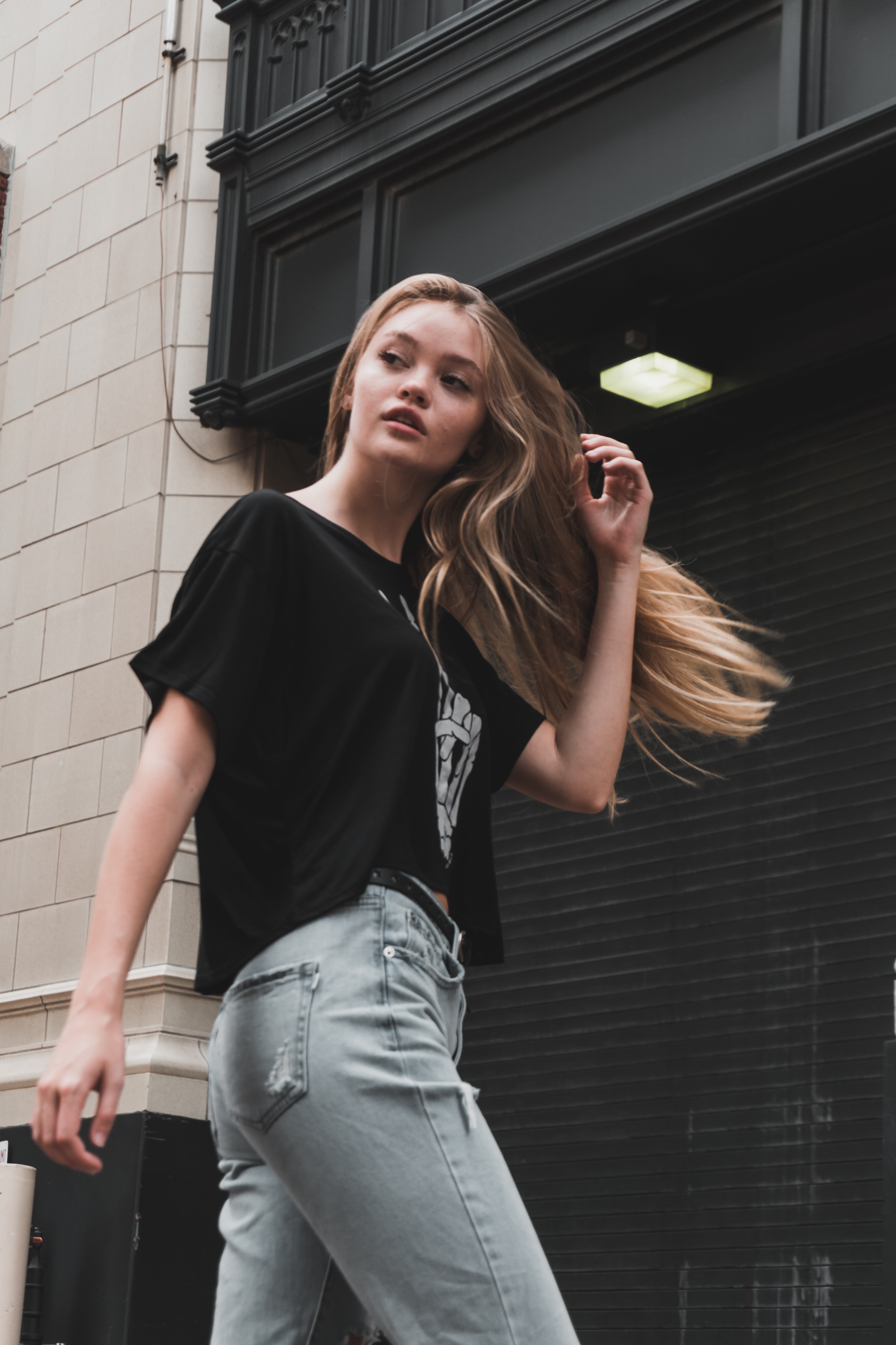 Woman wearing a graphic tee