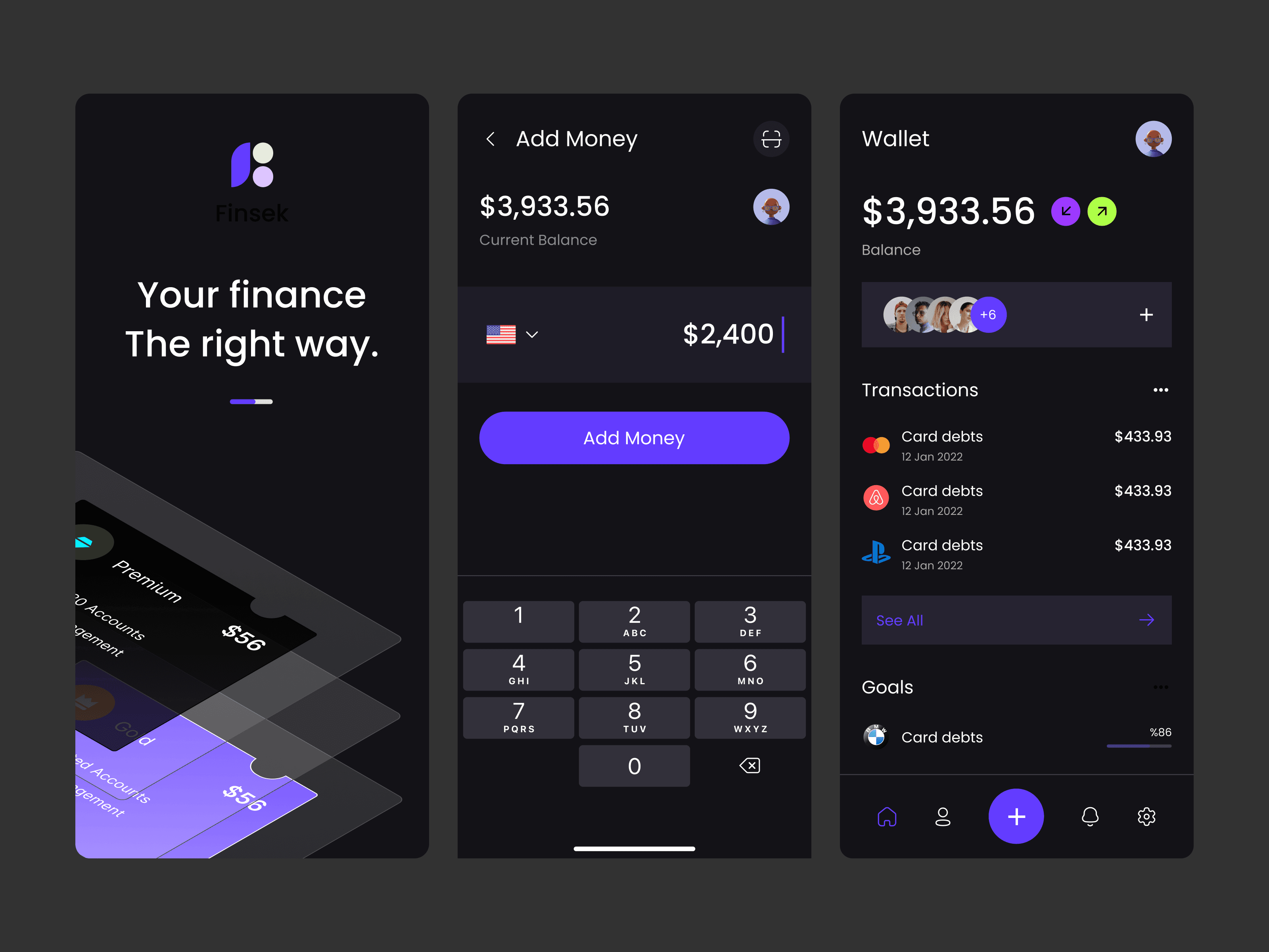 Fintech app design UI