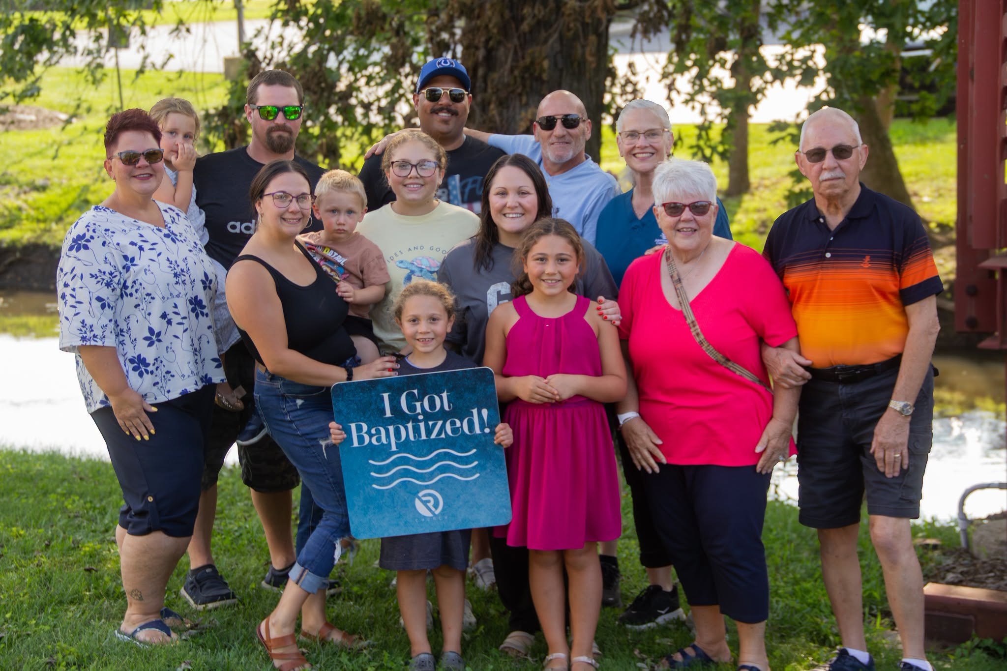 Baptism family group at Restoration Church