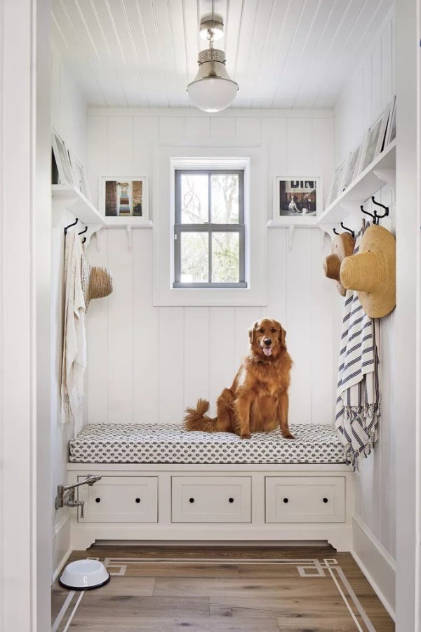 Coastal Mudroom with Pet Station