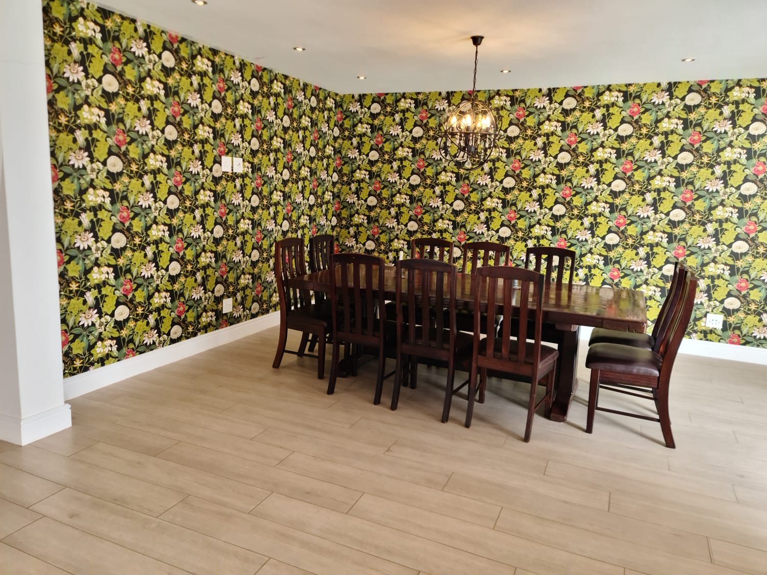 dining room wallpaper rustic