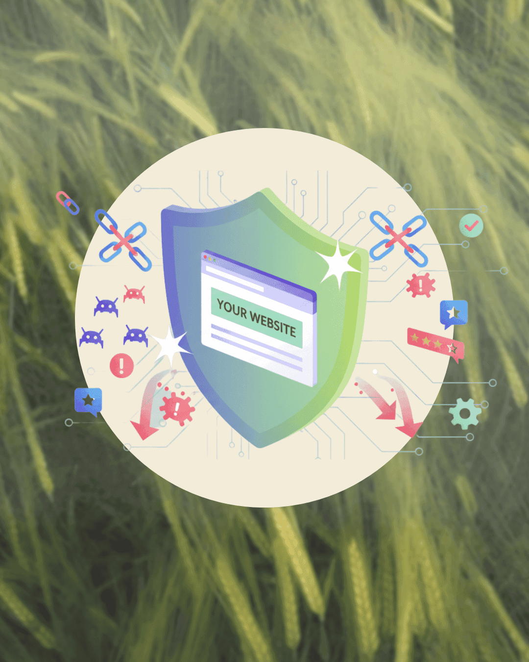 A blank white card resting on a softly draped rust-colored fabric atop a beige quilted surface.