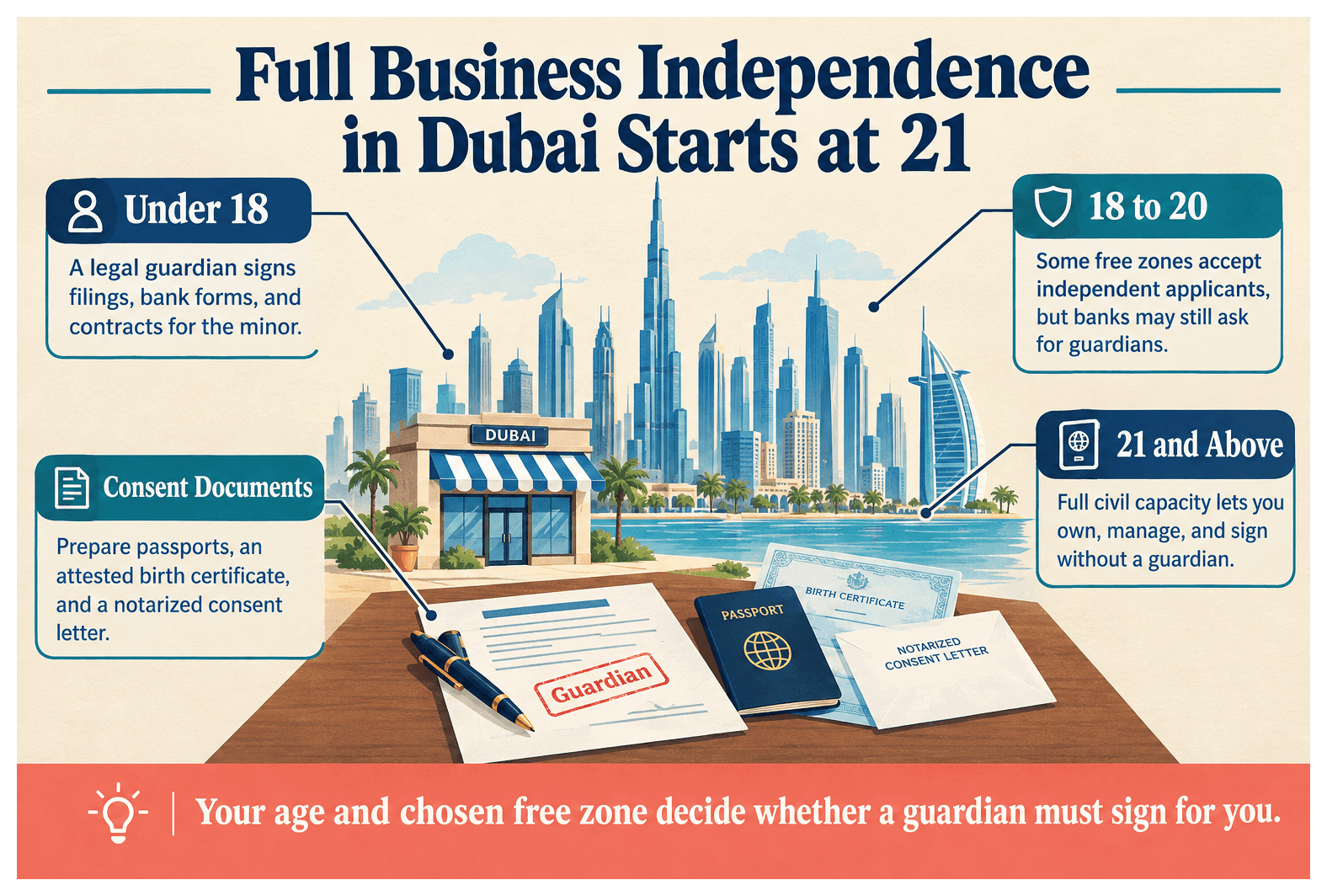 Infographic: At What Age Can You Start a Business Without a Guardian in Dubai