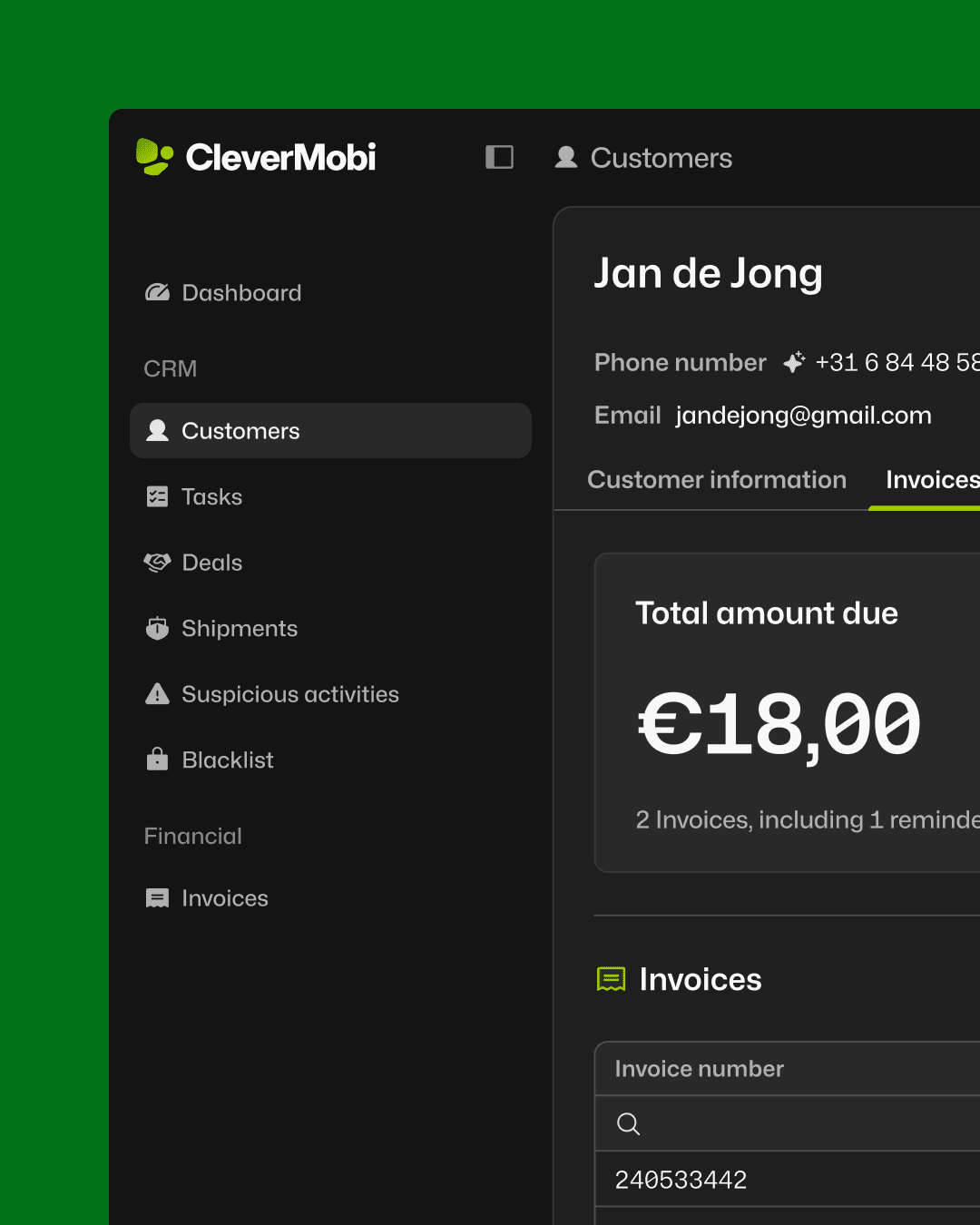Screenshot of the CleverMobi software