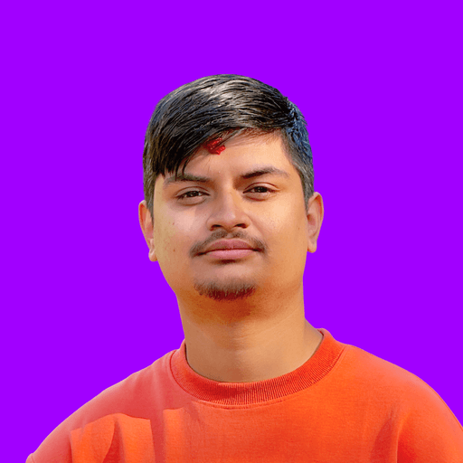 persona portrait image man with orange background and person's image on top