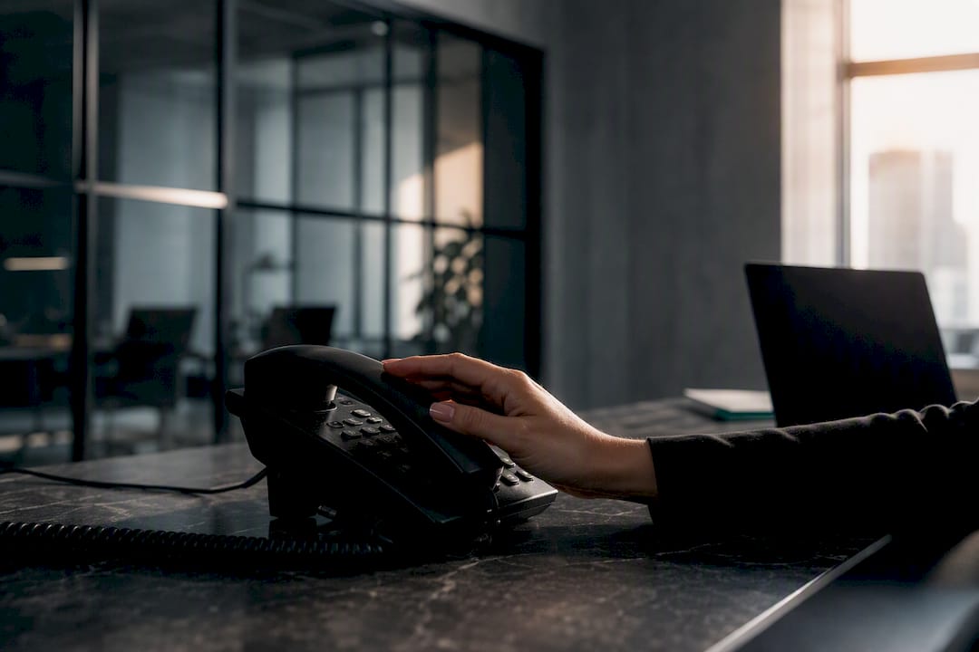 Ręka trzymająca słuchawkę telefonu, czekając