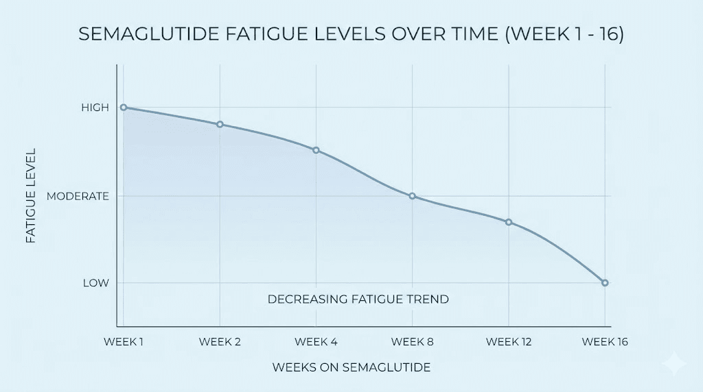 Semaglutide fatigue timeline chart week by week