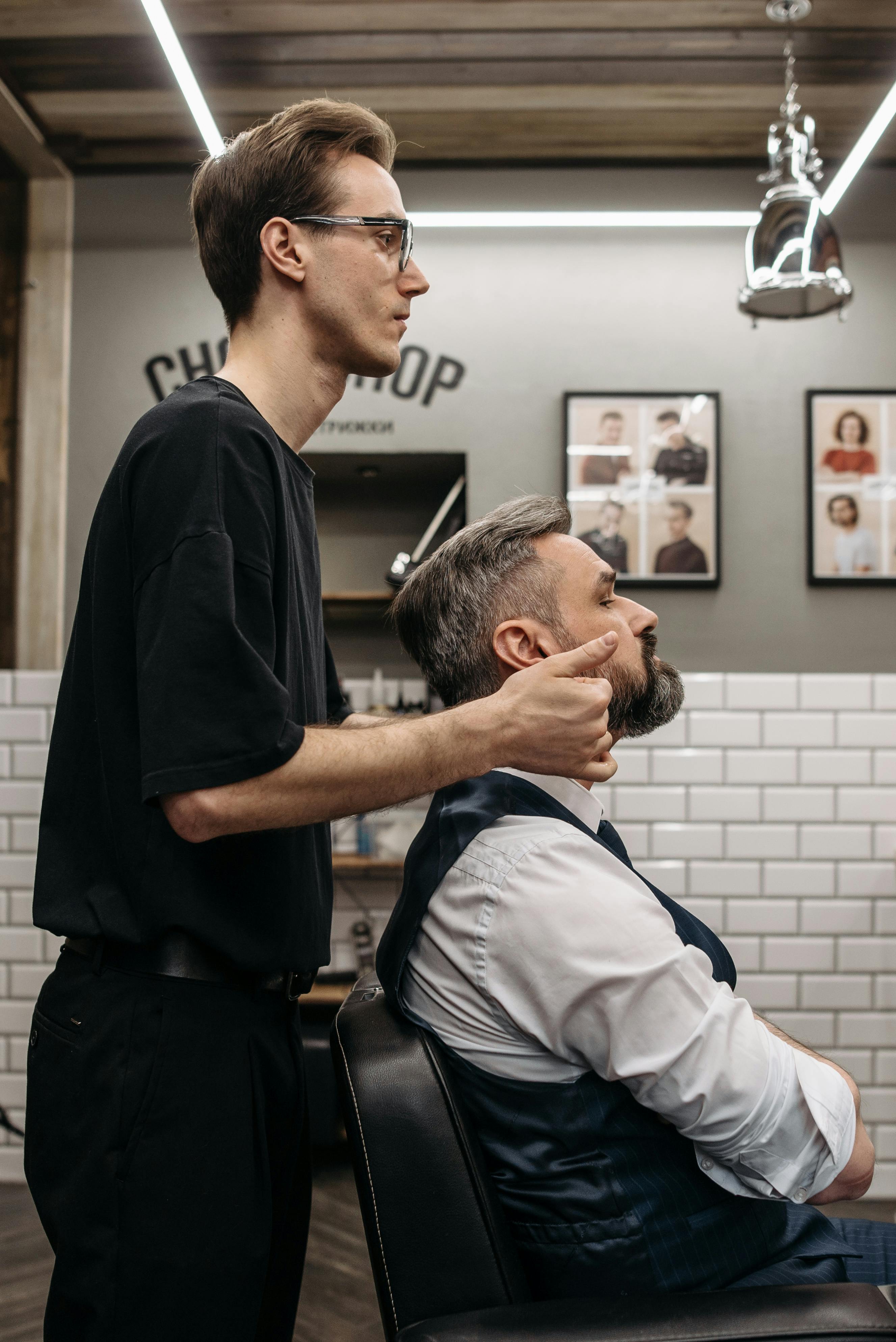 a man getting his haircut