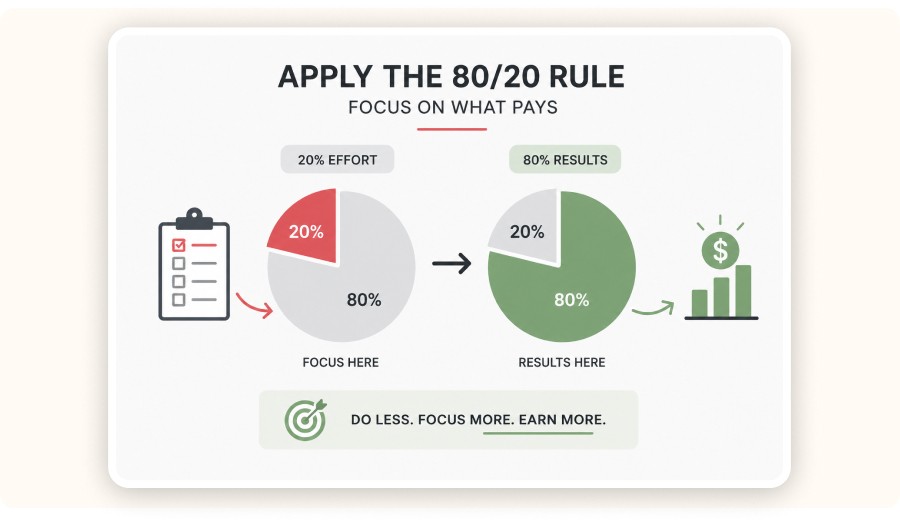 80/20 rule showing small effort driving most results.