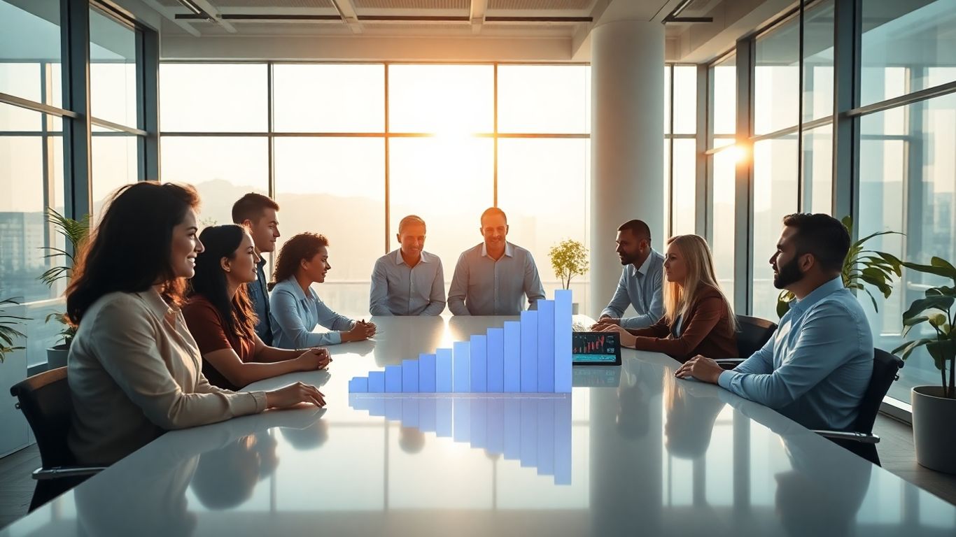 B2B professionals collaborating in a modern office.