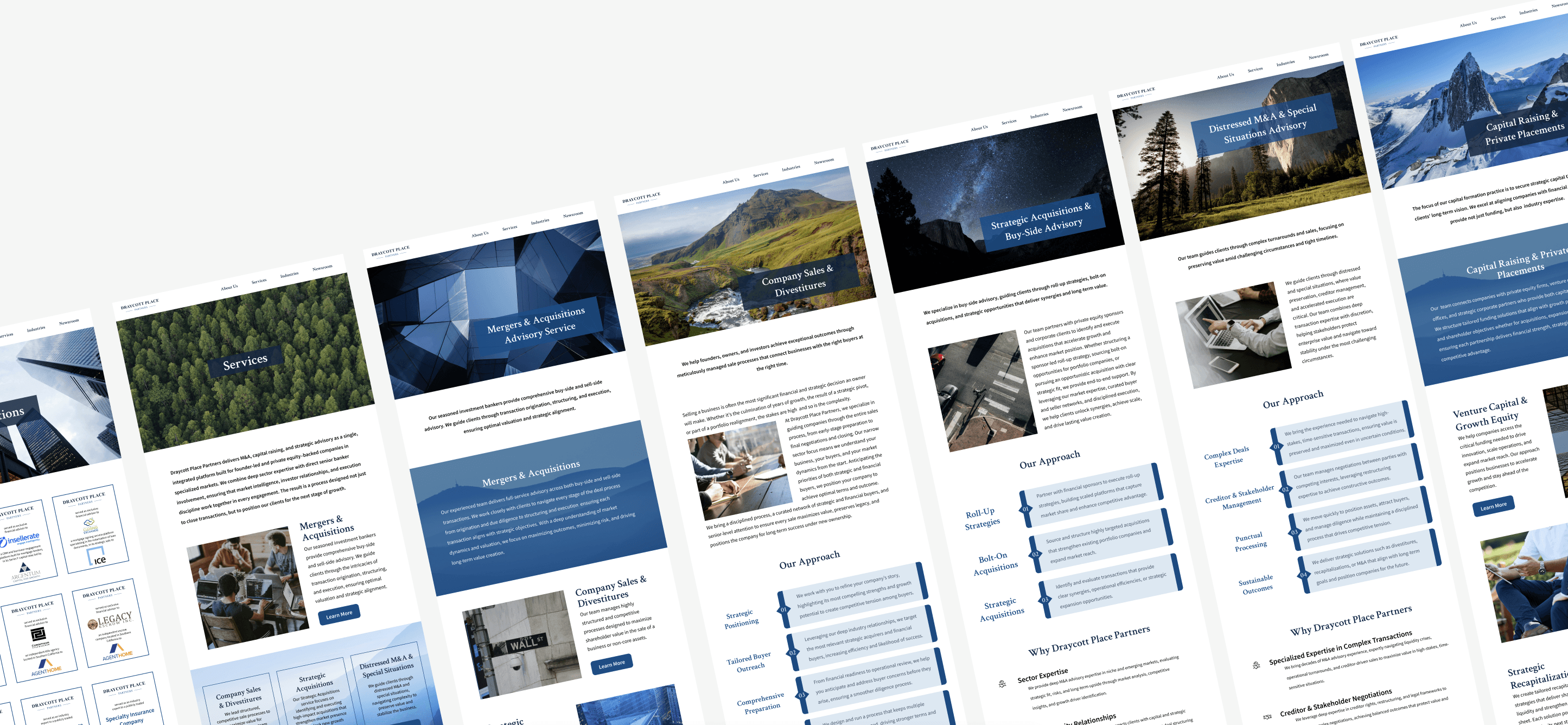 Diagonal display of new website pages