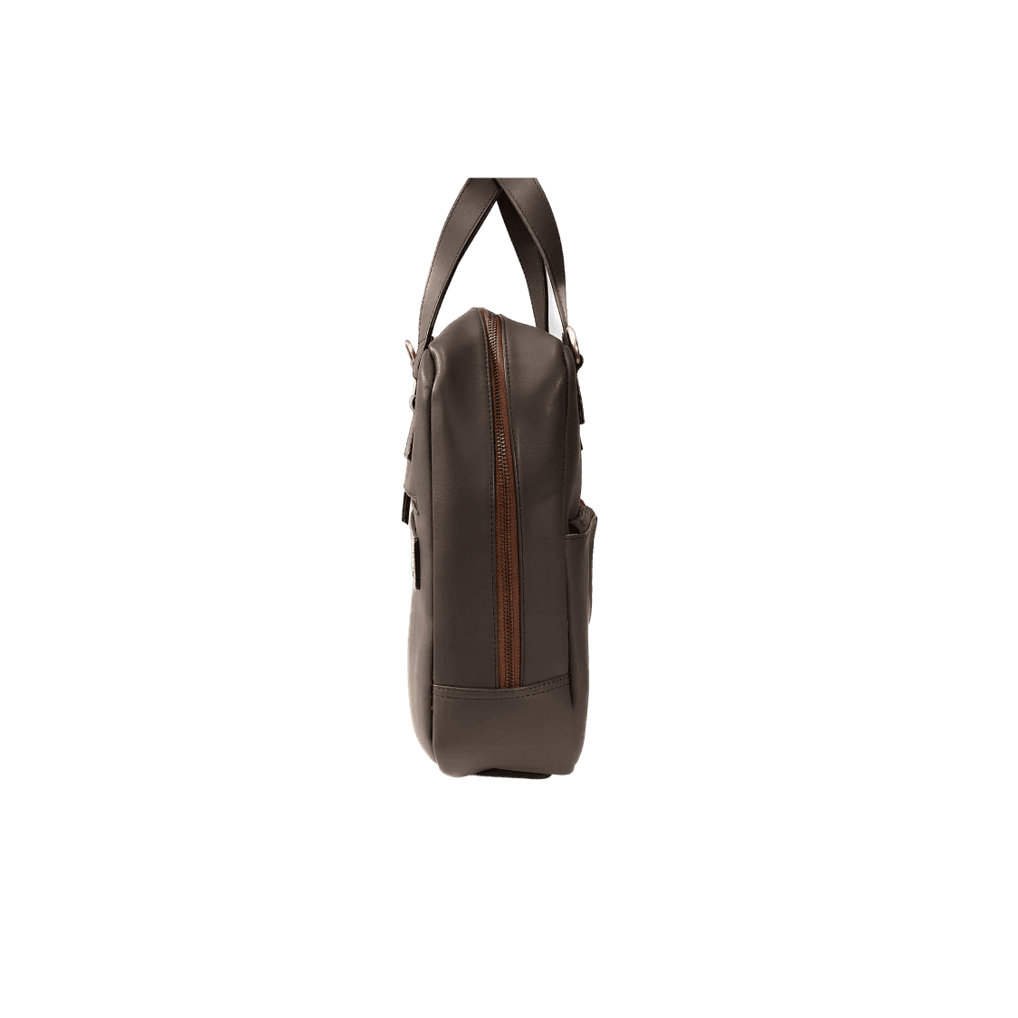 Brown leather backpack on a white background