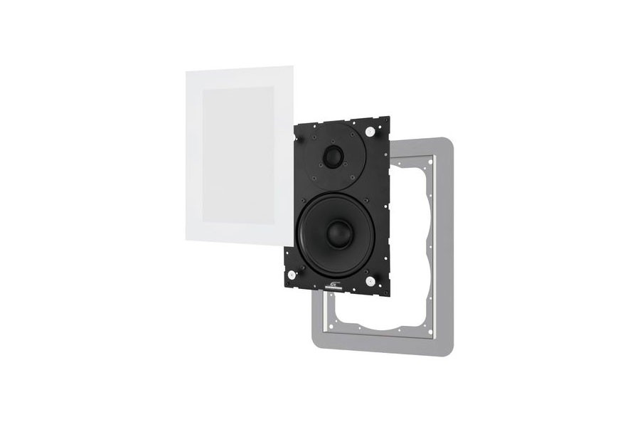 Black smart home device with screen showing time and temp