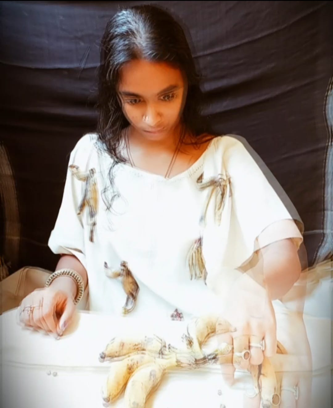 herd of sheep on road painting