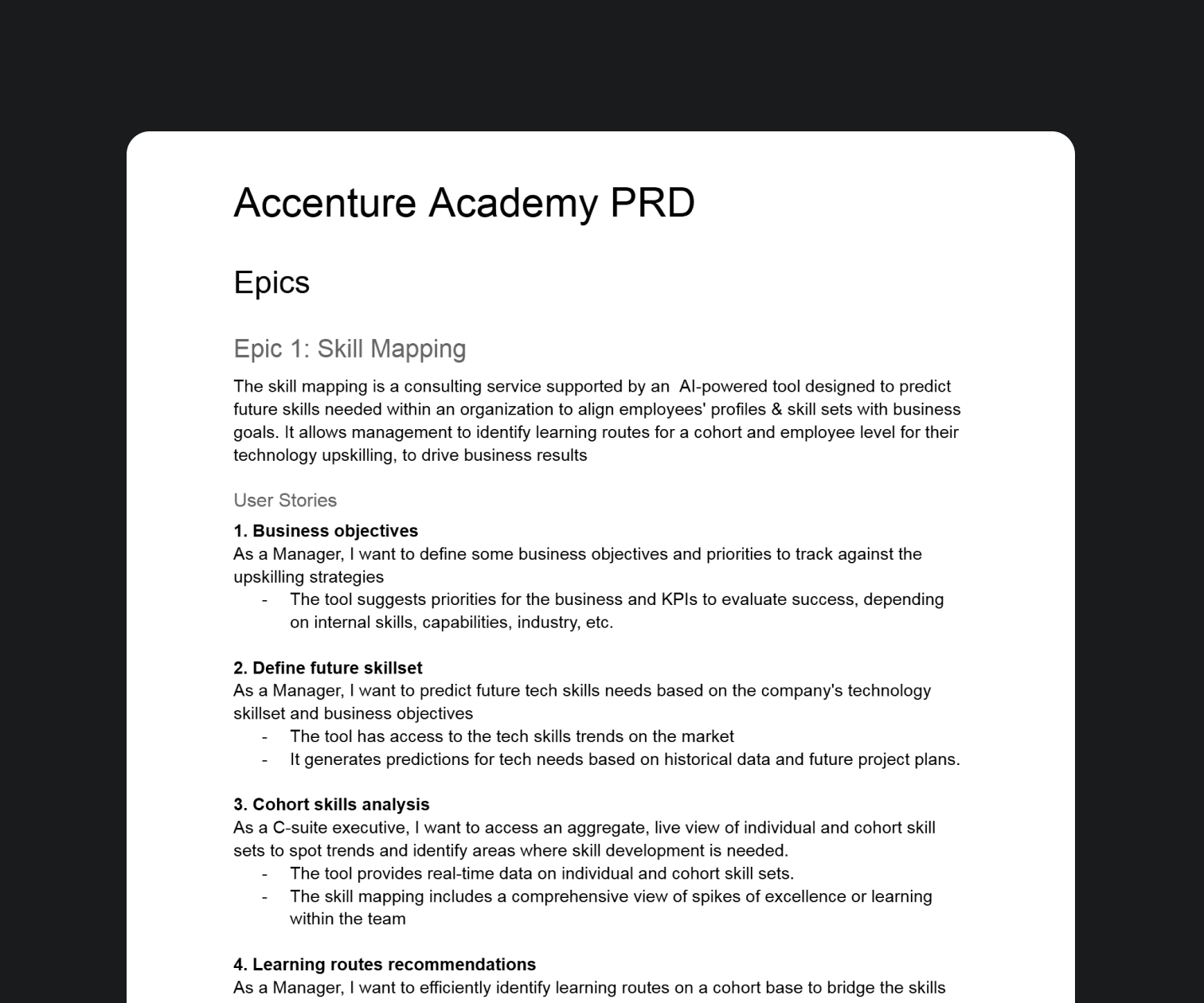 Product Requirement Document Accenture Academy