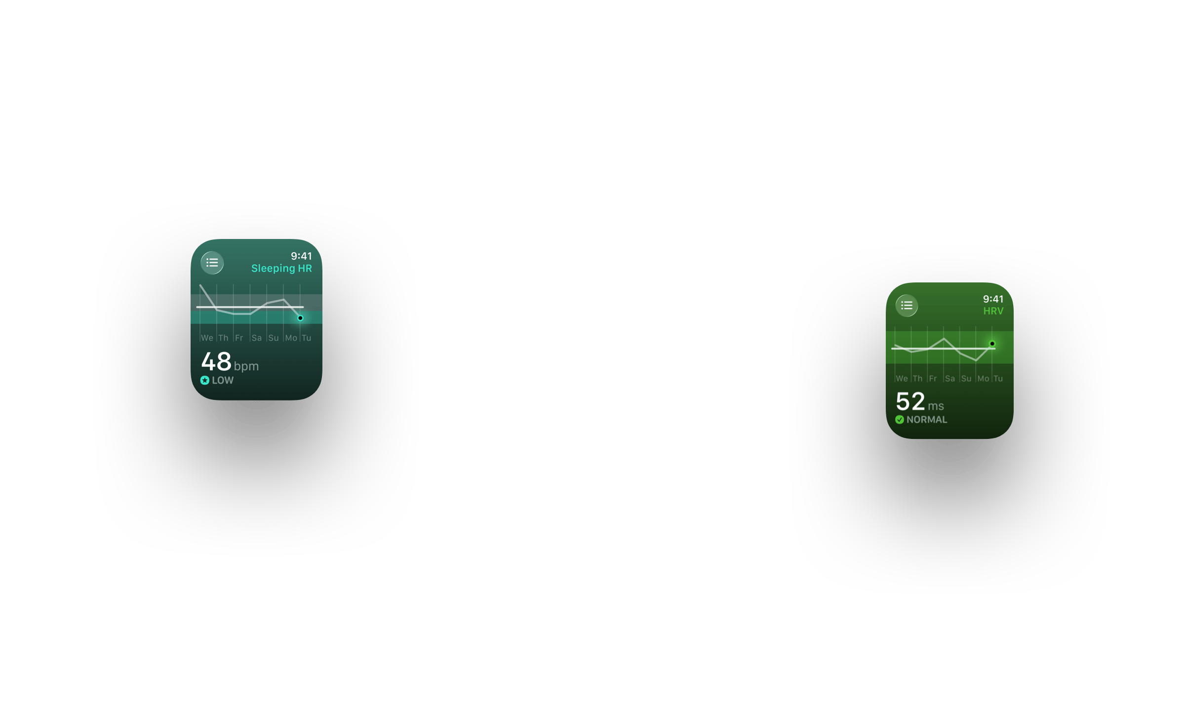 The Outsiders Apple Watch app complications for training and recovery tracking. Watch face shows Training Readiness at 96% (prime), training load ratio 0.84 (optimal), sleep duration 8h 39min (good), sleeping heart rate 45 bpm (low), blood oxygen 97% (normal), respiratory rate 11.5 br/min (normal), wrist temperature 36.3°C (normal), and HRV 52ms (elevated). Designed for cyclists, runners, and endurance athletes to monitor daily readiness and recovery metrics.