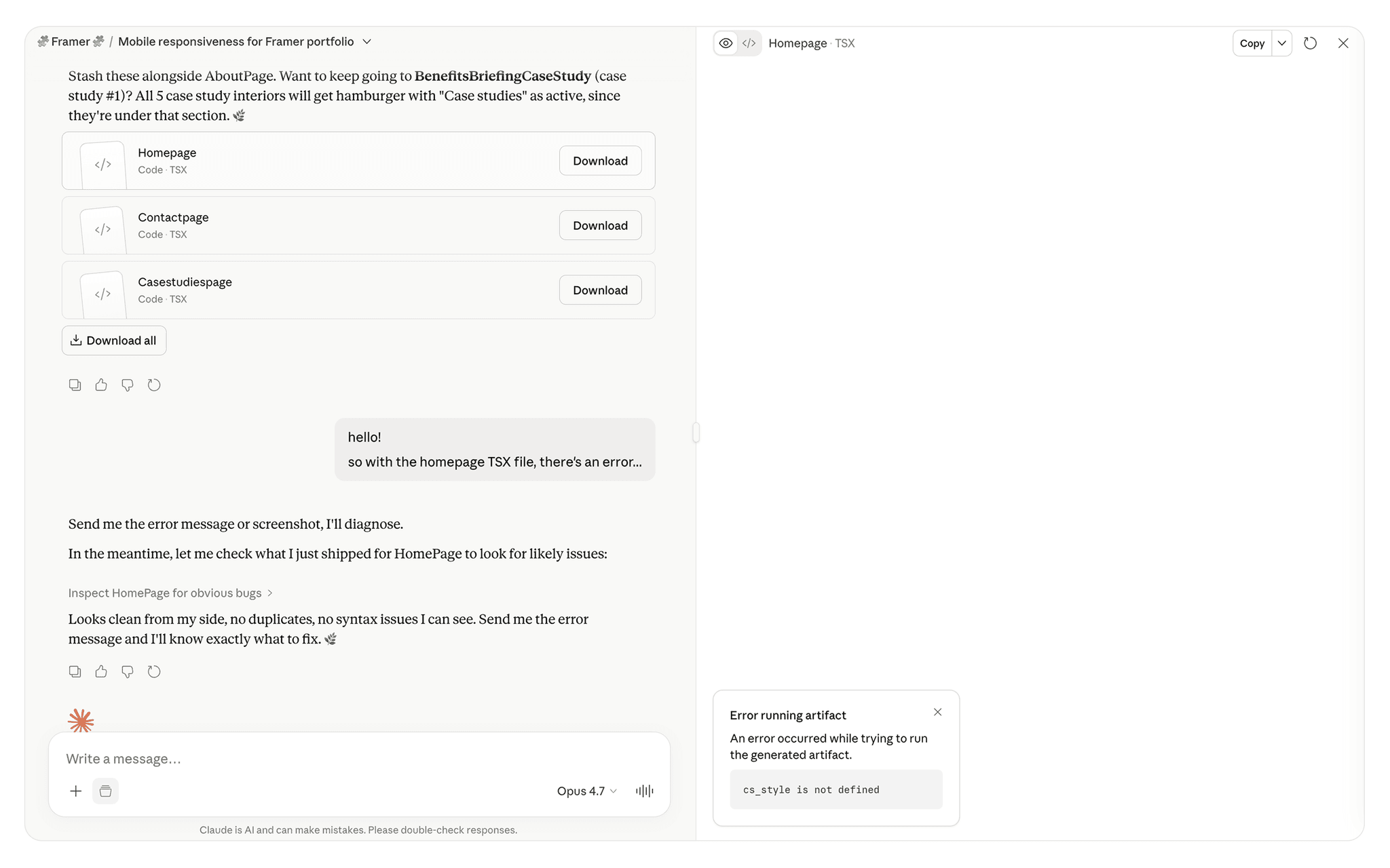 Troubleshooting moment — another error/fix pair from the build process