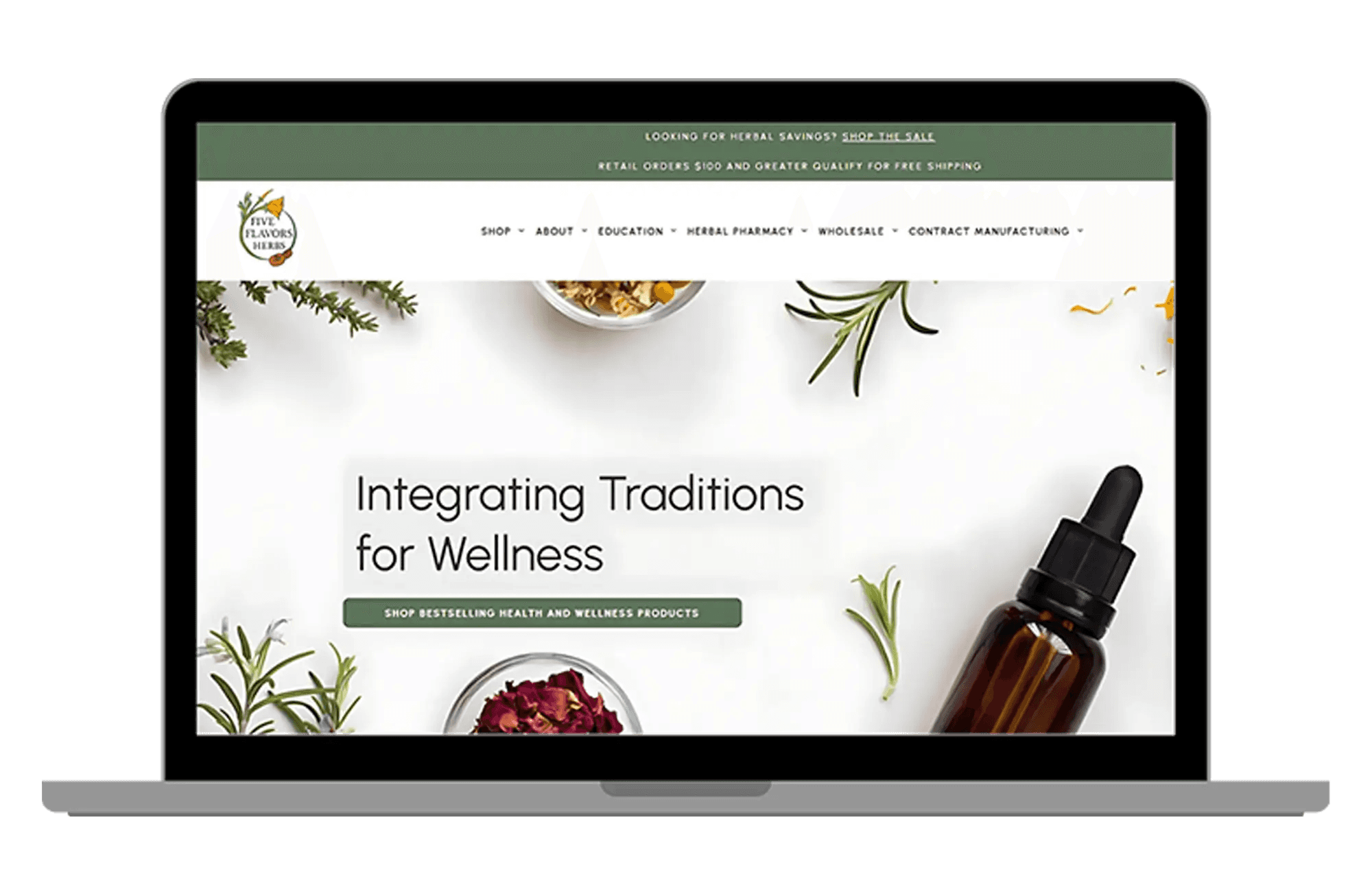 Banner image of website "Five Flavors Herbs"