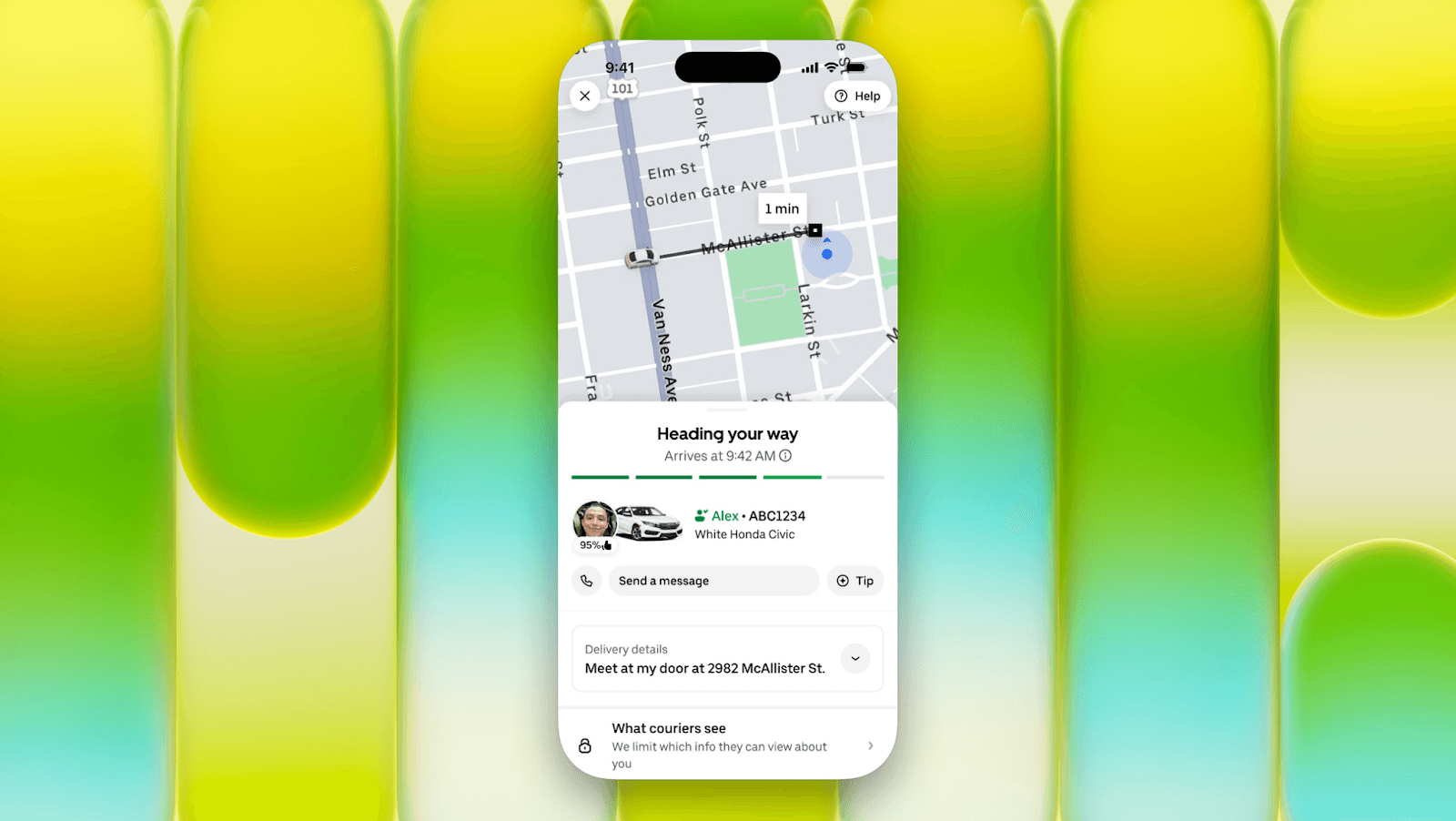 MacBook Neo marketing material screenshot of Uber app